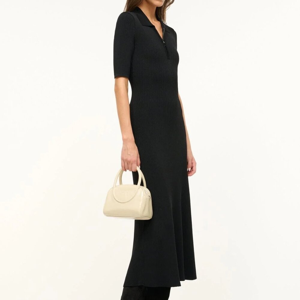 STAUD Mini Maude Leather Bowler Bag in Cream NWT - Picture 3 of 11